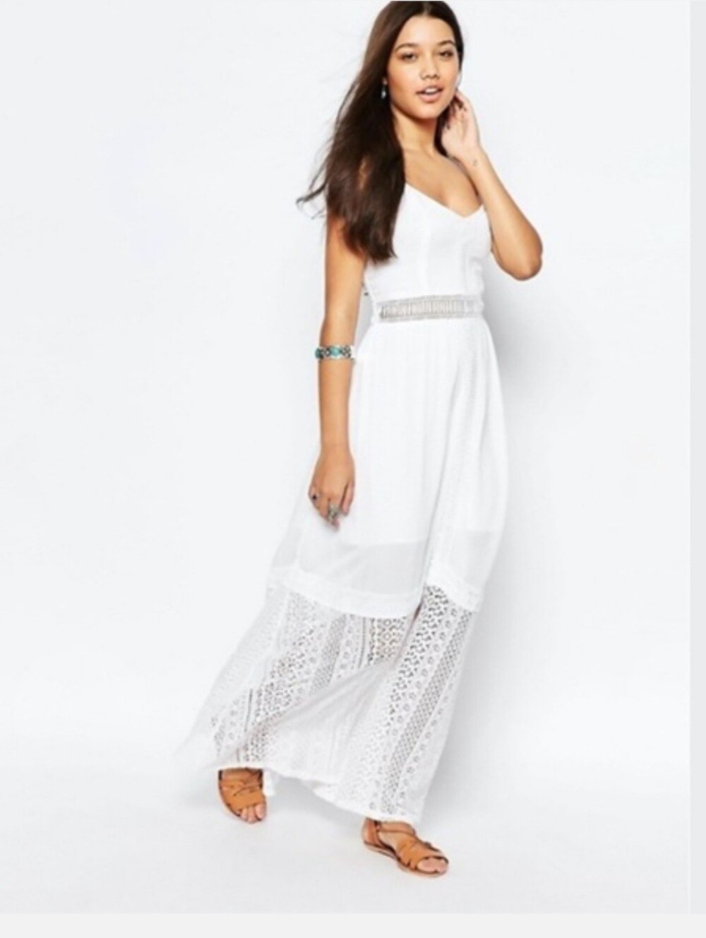 Abercrombie & Fitch White Lace Maxi Dress Small Boho Cottagecore Summer Dress
